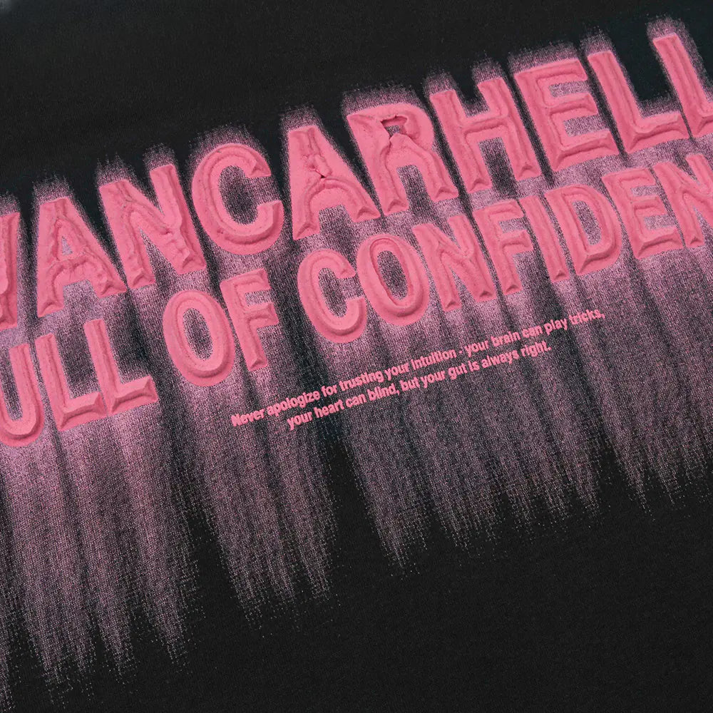 Retro Graphic Cotton T-Shirt with Bold Print Design - Black And Pink