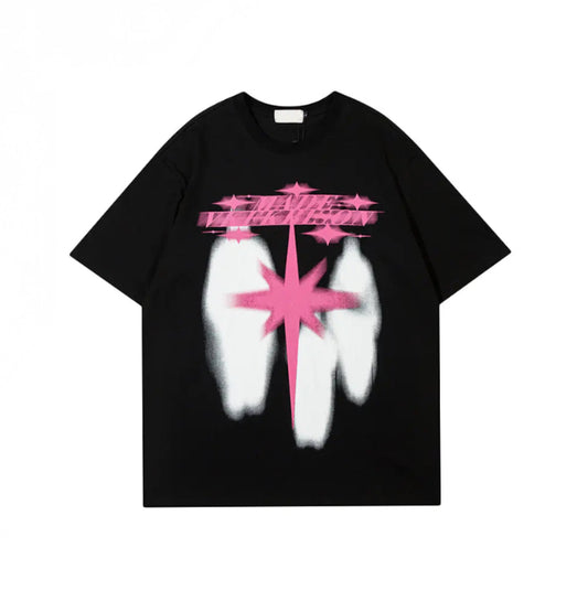 Graphic Star Print Streetwear Cotton T-Shirt - 3 Colors