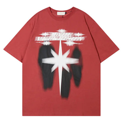 Graphic Star Print Streetwear Cotton T-Shirt - 3 Colors