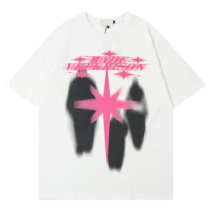 Graphic Star Print Streetwear Cotton T-Shirt - 3 Colors
