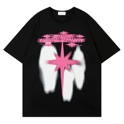 Graphic Star Print Streetwear Cotton T-Shirt - 3 Colors