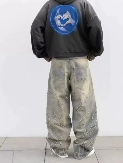 Ripped Stitch Streetwear Jeans - Loose fit
