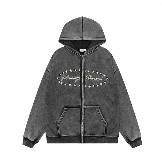Distressed Washed Cotton Graphic Hoodie - 3 Colors