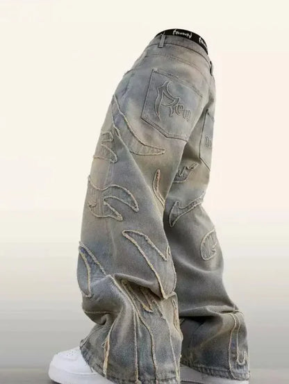 Ripped Stitch Streetwear Jeans - Loose fit