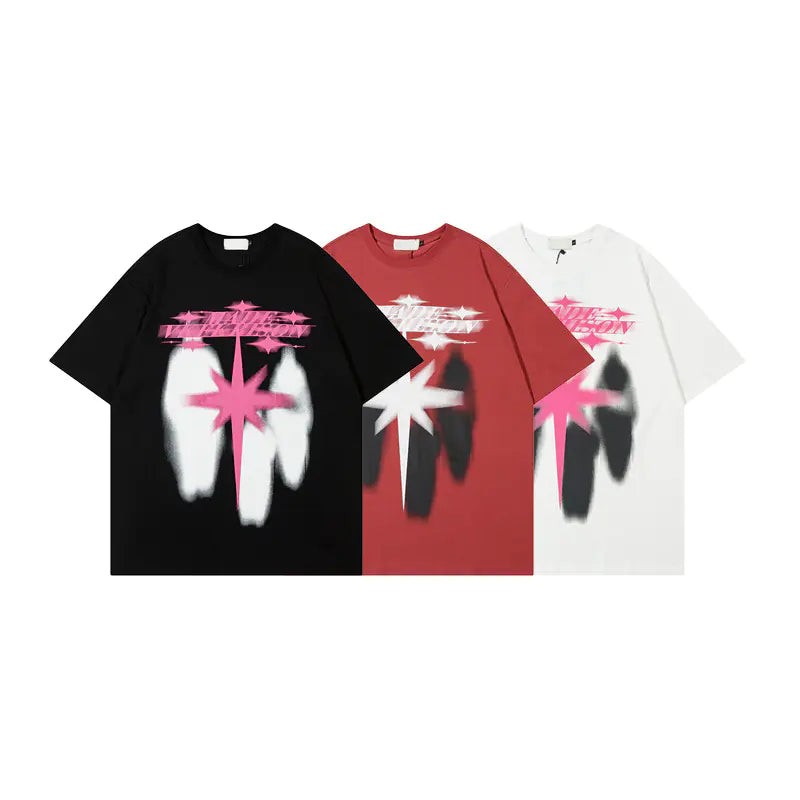 Graphic Star Print Streetwear Cotton T-Shirt - 3 Colors